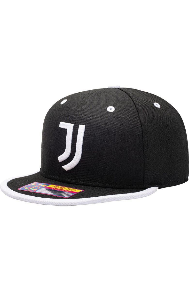 FAN INK Men's Black Juventus Tape Snapback Hat, Main, color, Black