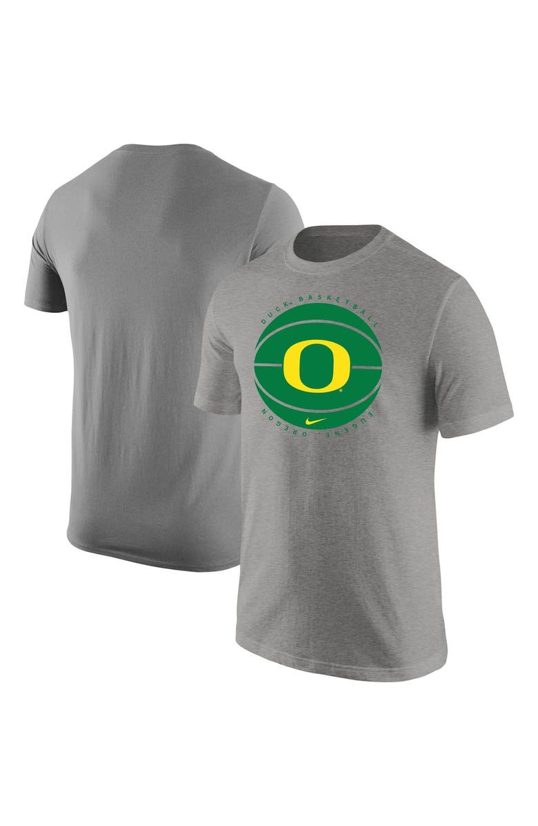 Nike Men's Nike Heather Gray Oregon Ducks Basketball Logo T-Shirt, Main, color, 