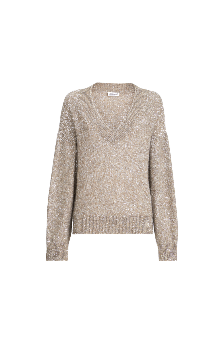 Brunello Cucinelli Dazzling texture sweater, Main, color, Light Brown