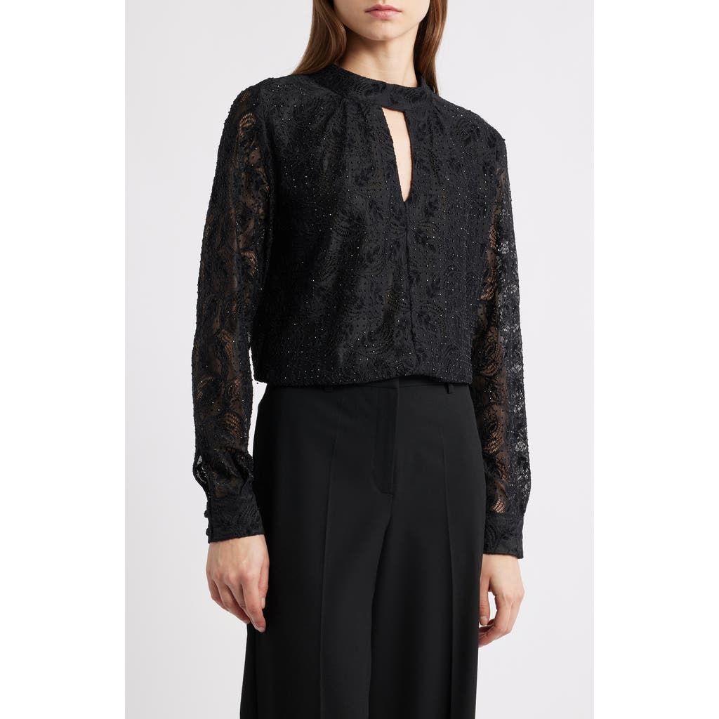 Elie Tahari Andi Burnout Velvet Lace In Black