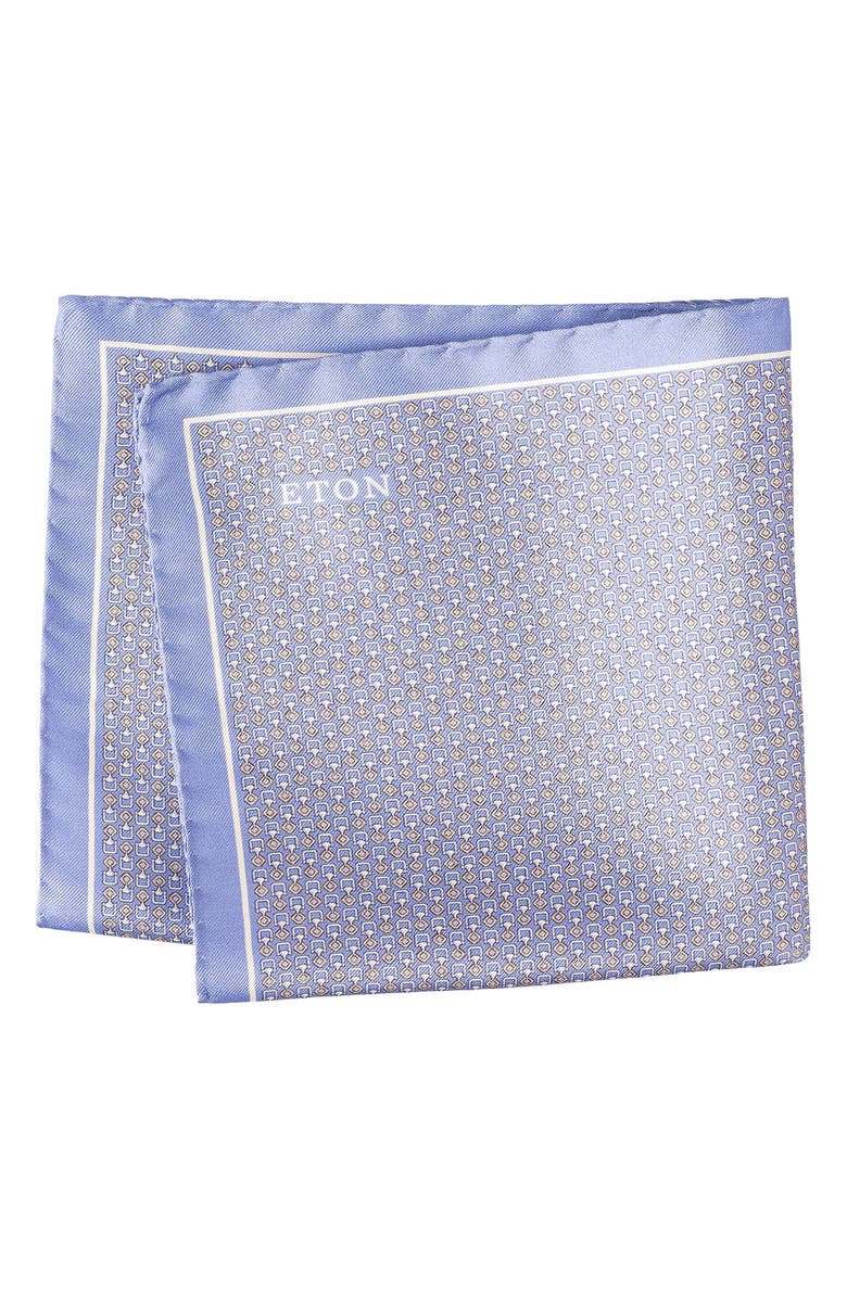 Eton Geo Silk Pocket Square, Main, color, Light Purple