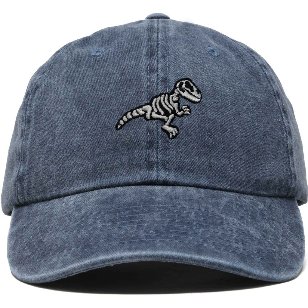 Dalix Fossil Embroidered Outdoor Hat In Washed Navy Blue
