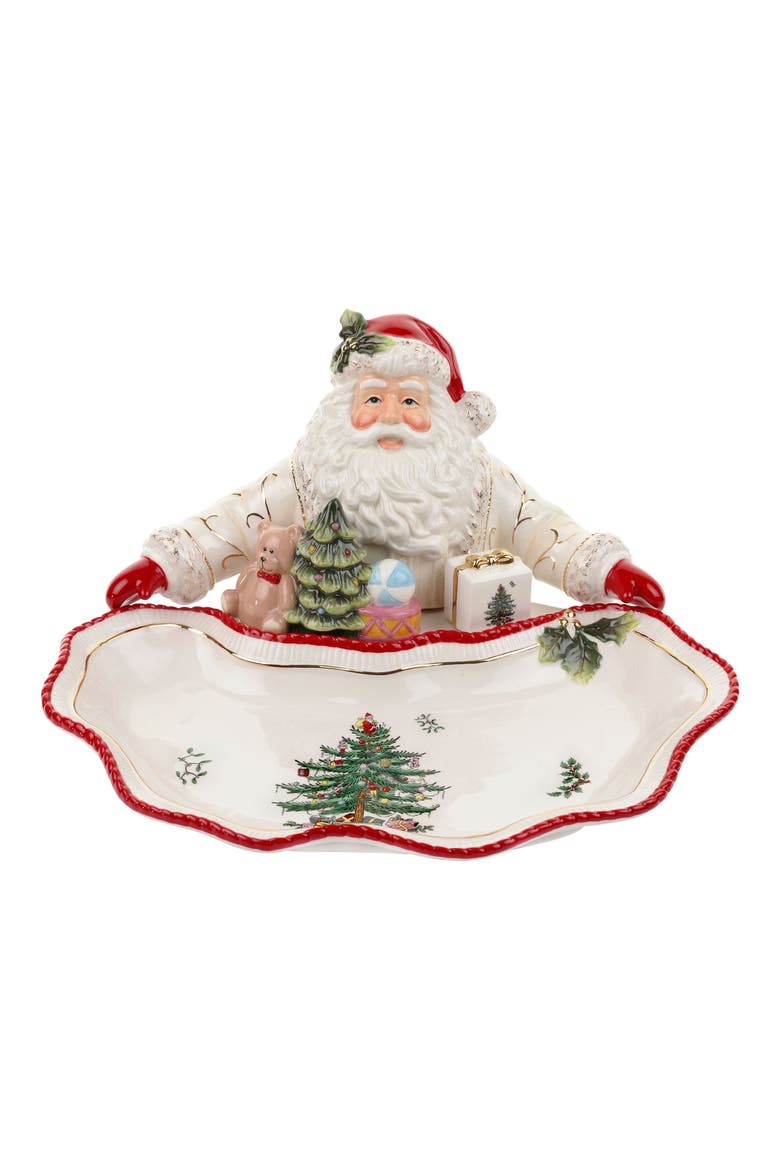 Christmas Tree Santa Treat Dish, Main, color, GREEN