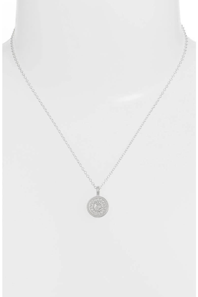 Beaded Reversible Circle Pendant Necklace, Alternate, color, SILVER