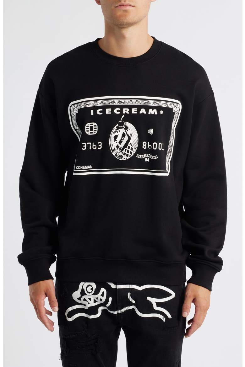 Card Cotton Graphic Sweatshirt, Main, color, BLACK