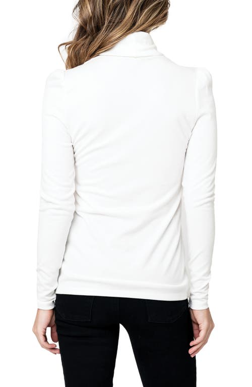 Gibsonlook Puff Sleeve Rib Turtleneck In White