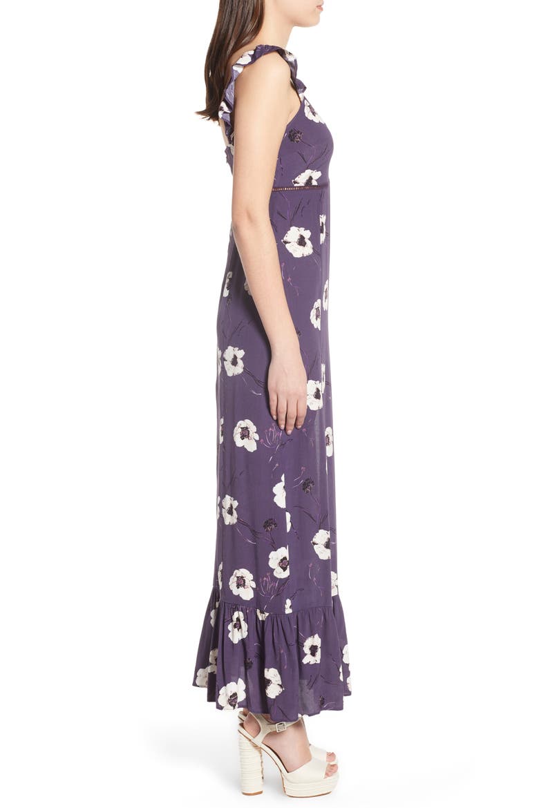Ruffle Maxi Dress, Alternate, color, PURPLE NIGHT PAINTERLY FLORAL