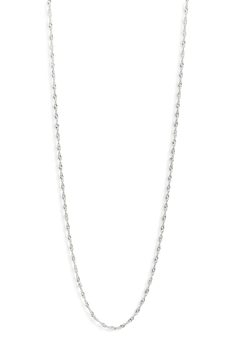 THE SIS KISS Skinny Twisty Chain Necklace, Main, color, Silver