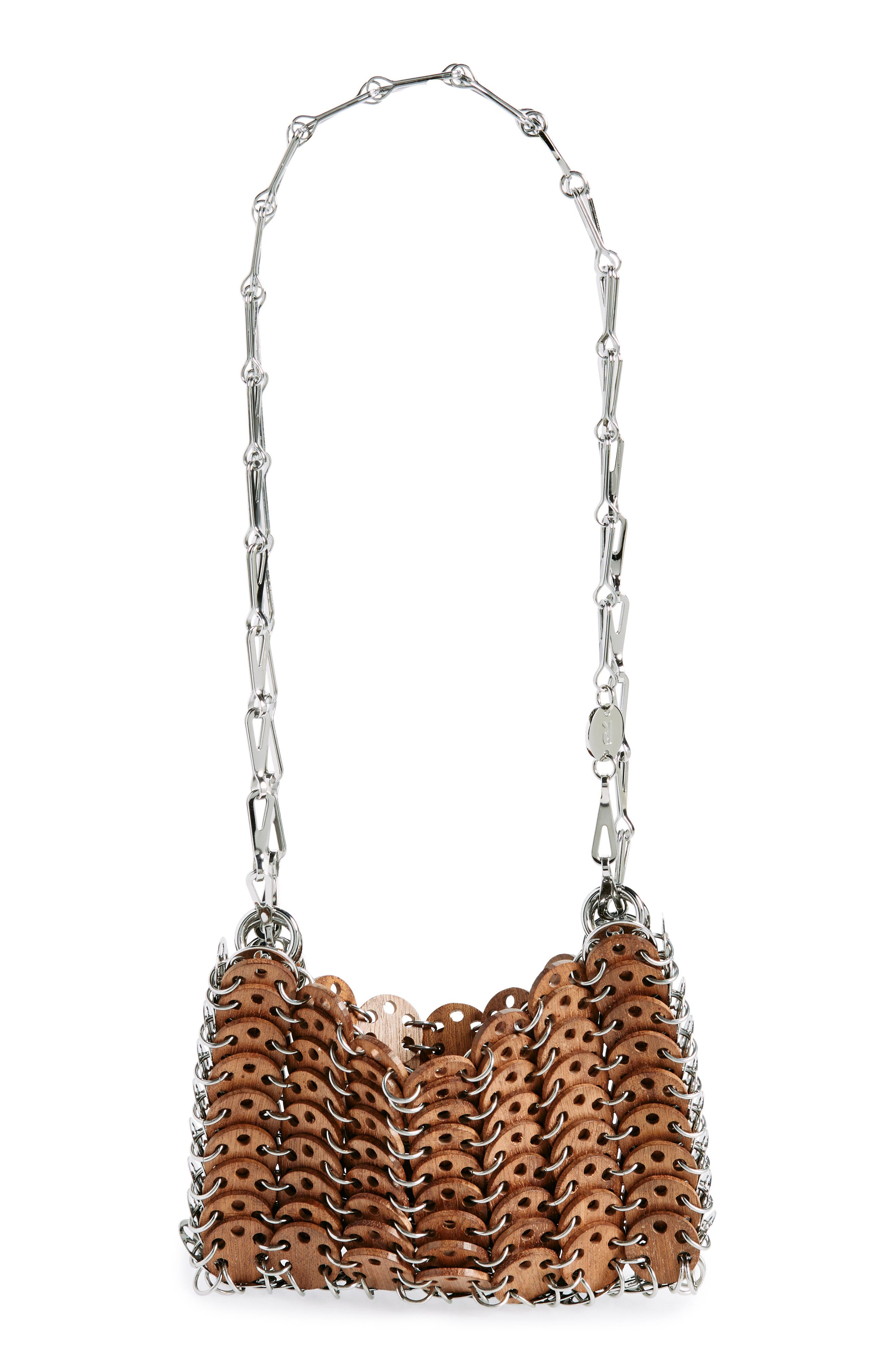 Rabanne 1969 Iconic Wood & Metal Shoulder Bag, Alternate, color, Rust / Silver