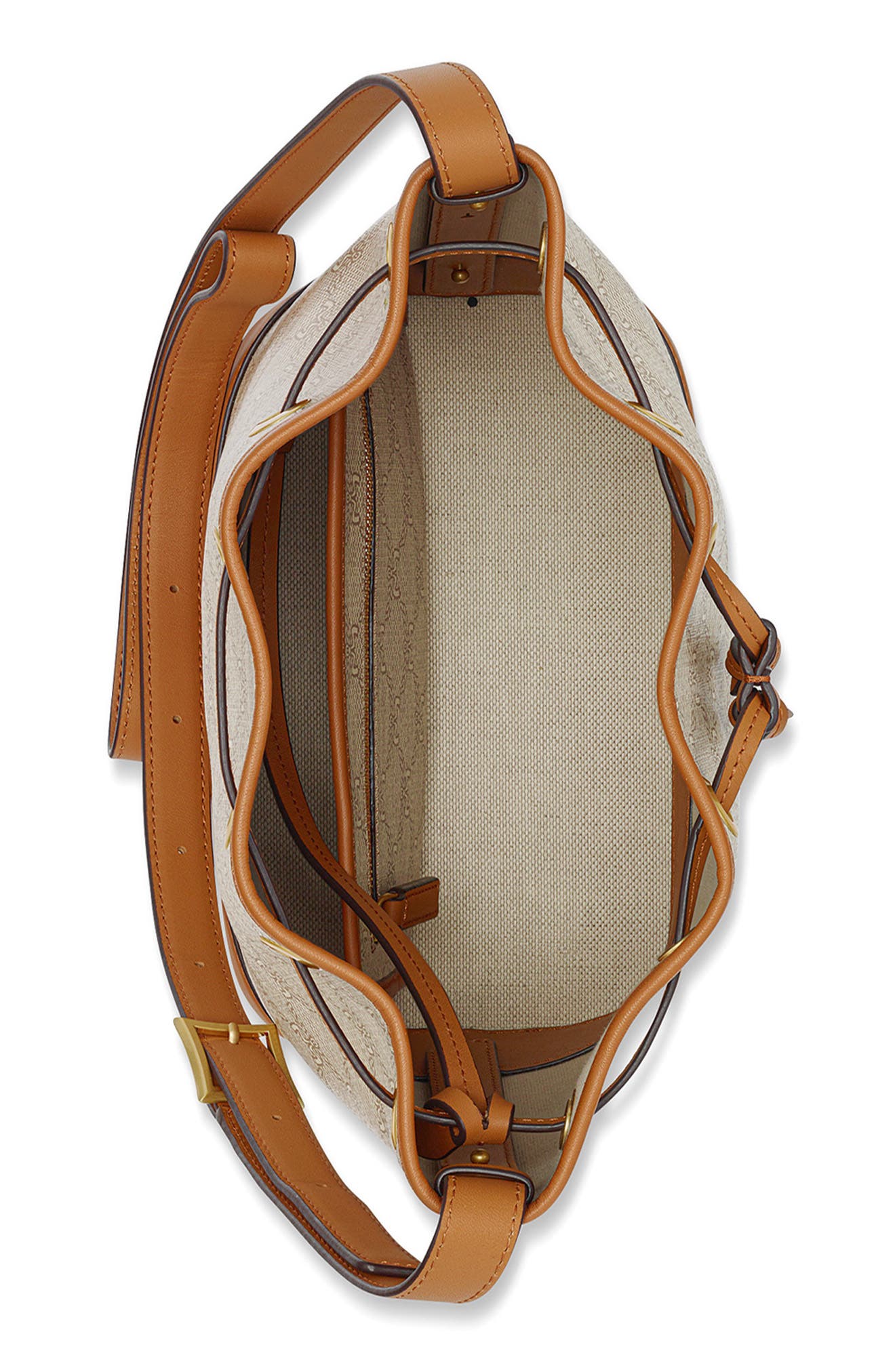 MCM Medium Himmel Coated Canvas Drawstring Bucket Bag, Alternate, color, 