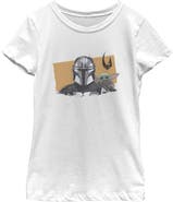 Star Wars: The Mandalorian and Grogu Girls' Bounty Hunter and The Child Portrait T-Shirt