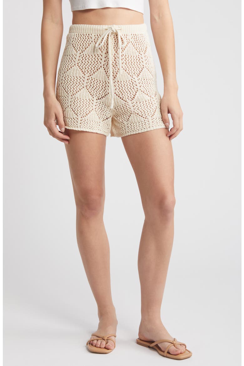 Island Hopper Crochet Shorts, Main, color, NATURAL