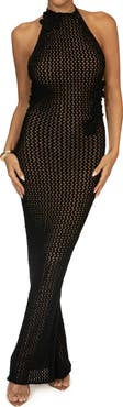 JLUXLABEL Paradise Open Stitch Crochet Halter Dress