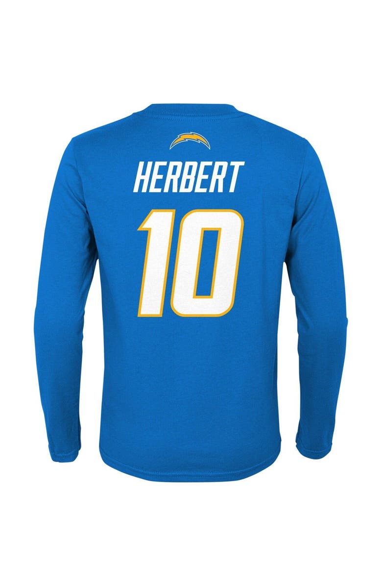 Outerstuff Youth Justin Herbert Powder Blue Los Angeles Chargers Mainliner Player Name & Number Long Sleeve T-Shirt, Alternate, color, 