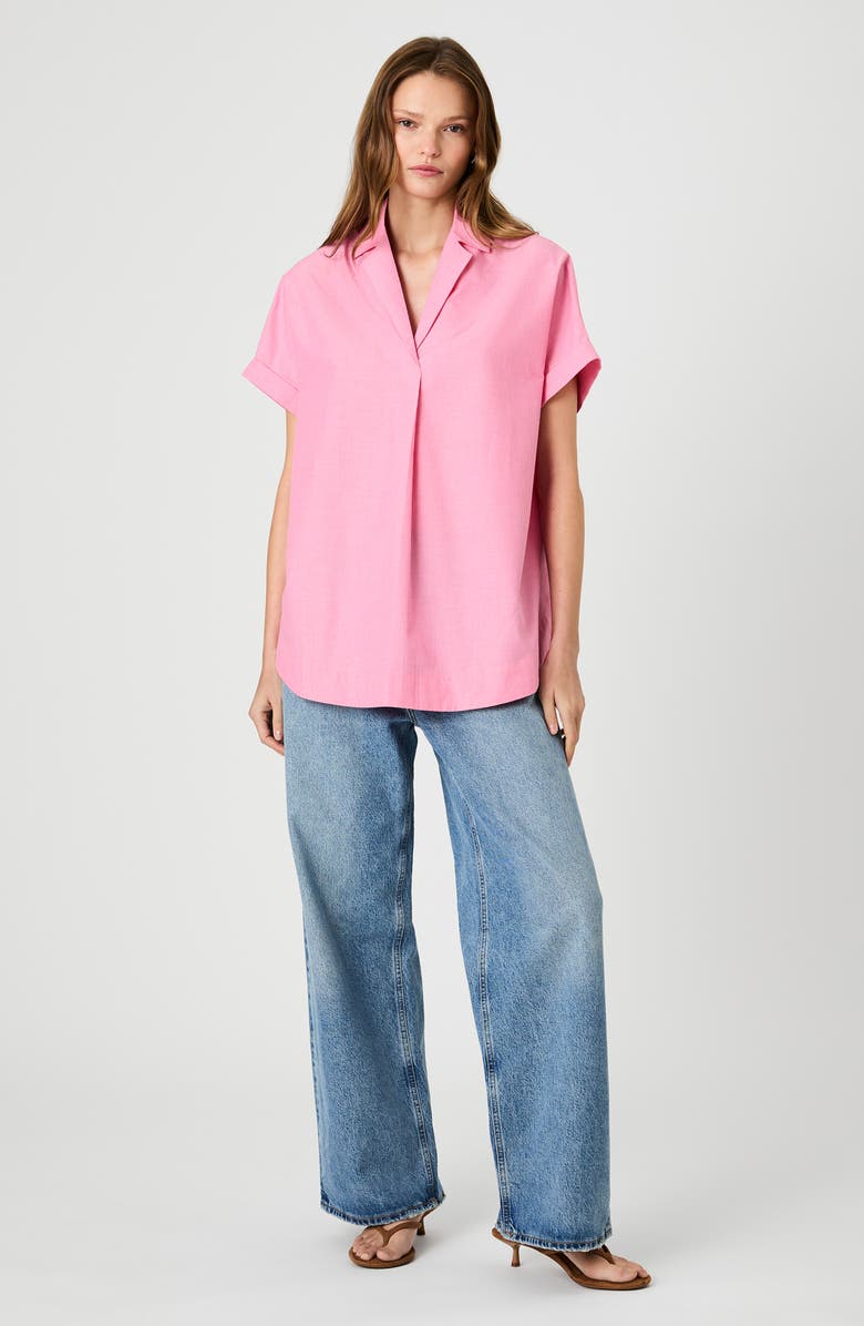 French Connection Rhodes Stripe Short Sleeve Poplin Popover Shirt, Alternate, color,