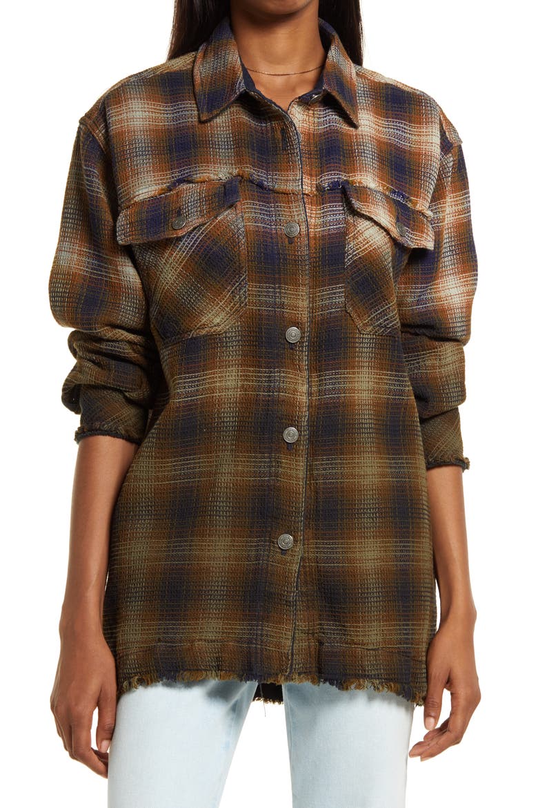 Anneli Plaid Shirt Jacket, Alternate, color, NAVY TOBACCO COMBO
