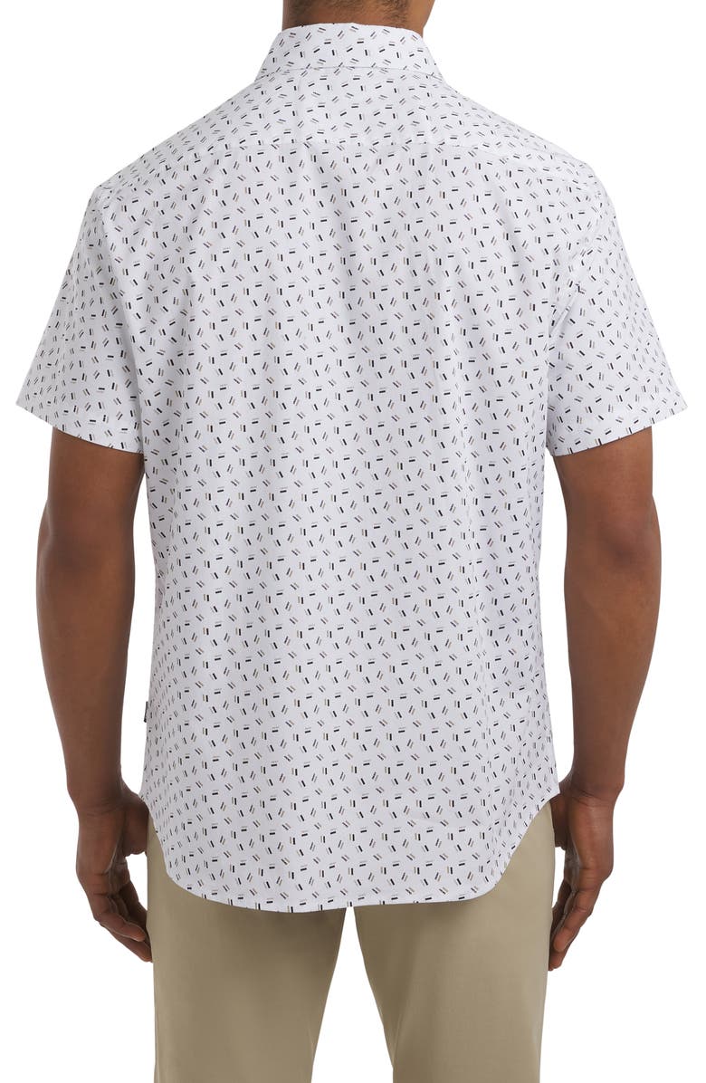 DKNY SPORTSWEAR Drew Short Sleeve Stretch Cotton Button-Up Shirt, Alternate, color, Cafe Multi