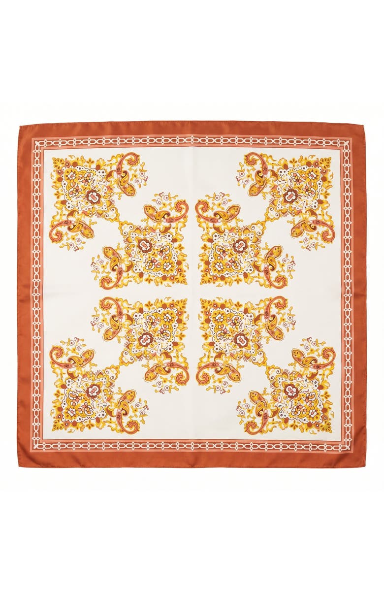 MARCUS ADLER Filigree Print Satin Scarf, Main, color, Ivory