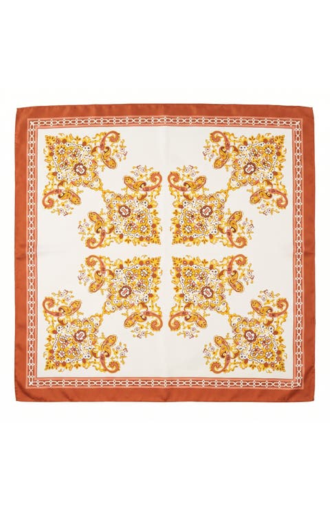 Filigree Print Satin Scarf