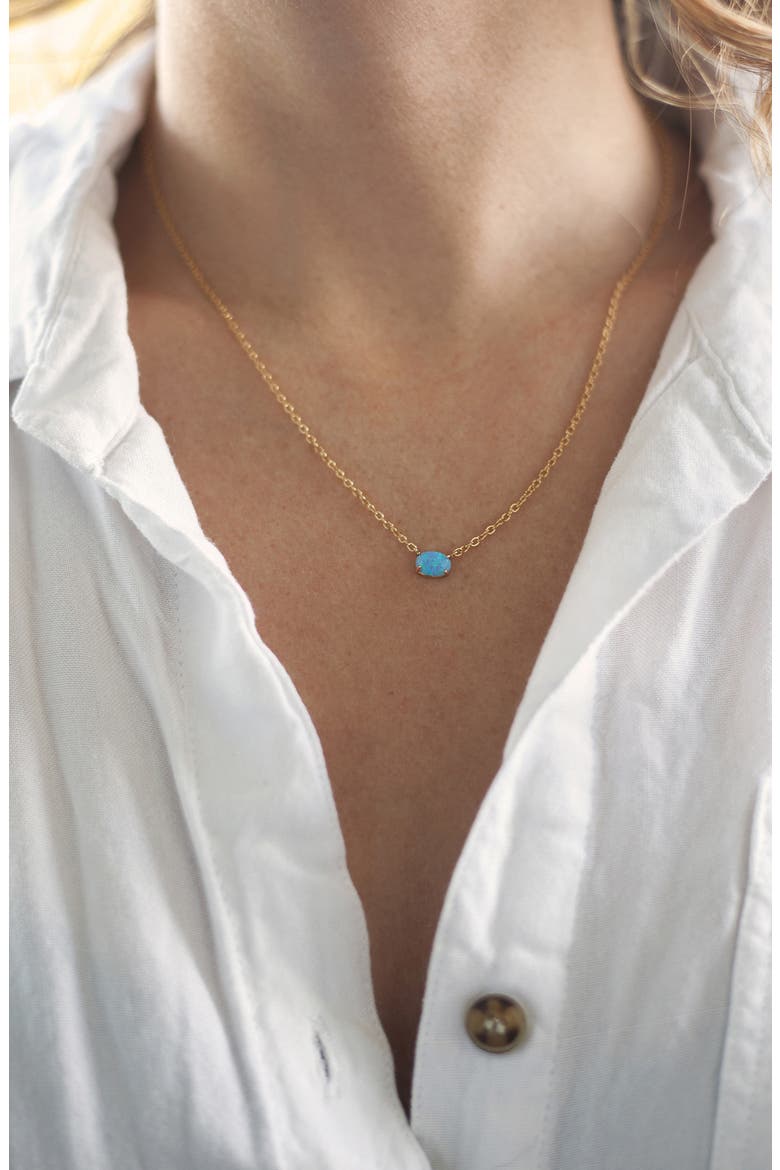 Blue Opal Pendant Necklace, Alternate, color, GOLD