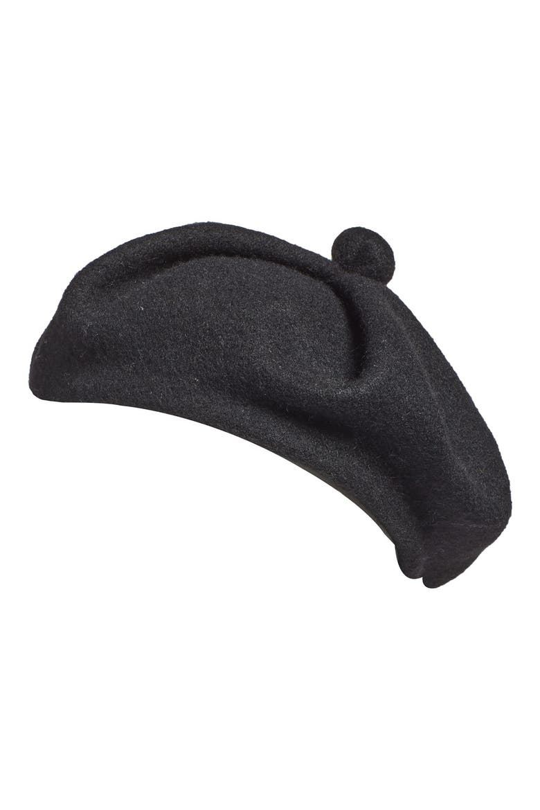 Wool Blend Beret, Main, color, BLACK