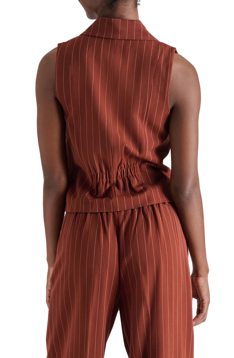 Steve Madden Stripe Notch Collar Vest, Alternate, color, Cinnamon
