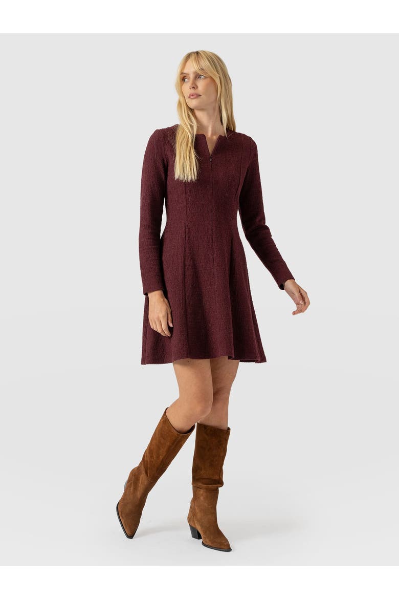 Orla Mini Dress, Alternate, color, Burgundy Boucle