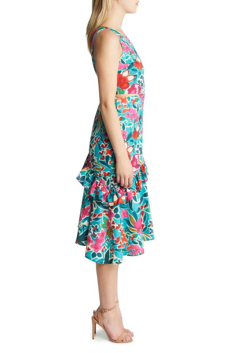Sam Edelman Tropical Ruffle Cutout Midi Dress, Alternate, color, 