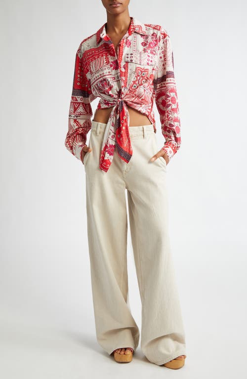Isabel Marant Étoile Nathy Bandana Print Cotton Tie Front Button-up Shirt