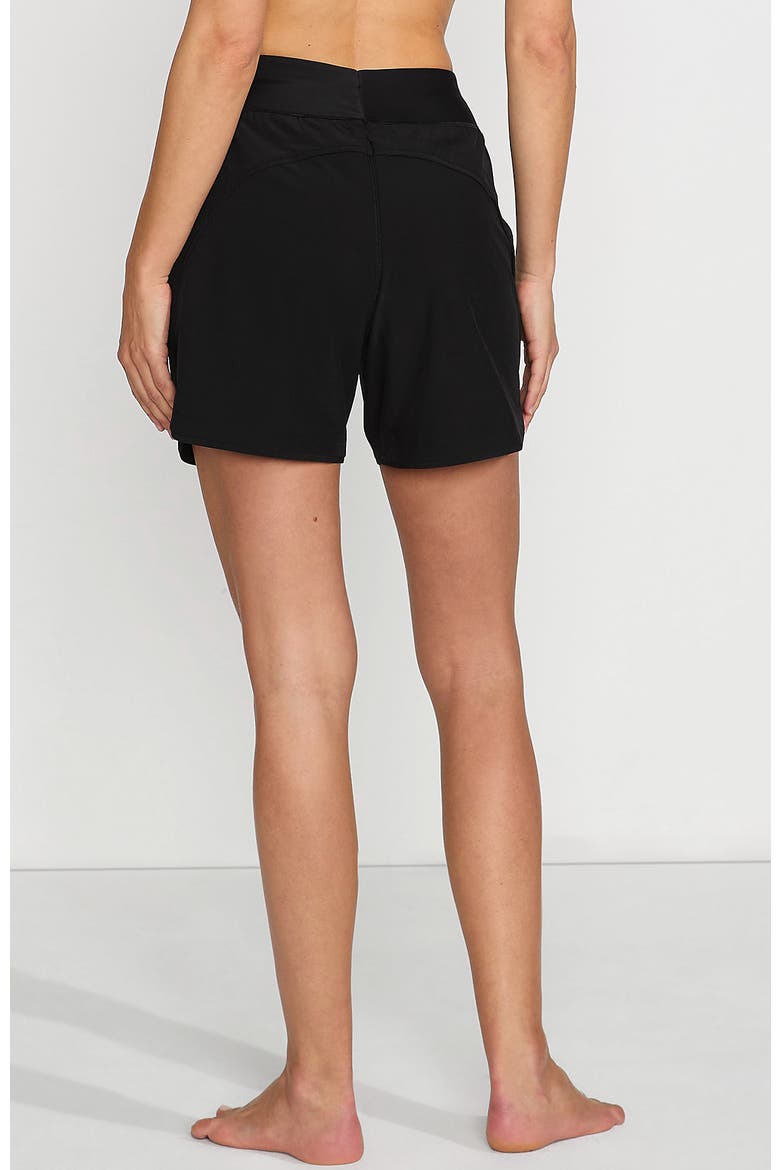 Curvy Fit 5" Quick Dry Board Shorts Swim Shorts with Panty, Alternate, color, Black