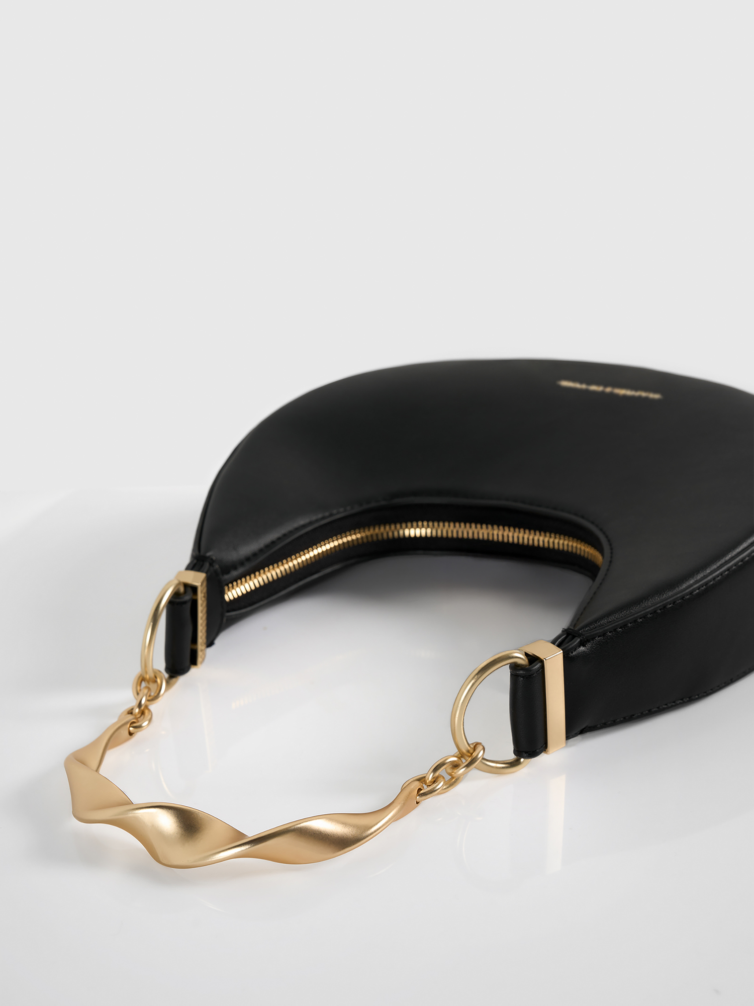 Sadie -Leather Crescent Bag, Alternate, color, Black