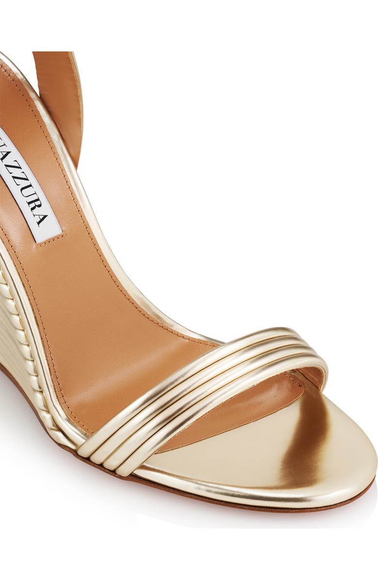 Aquazzura Wow Metallic Wedge Sandal, Alternate, color, Light Gold