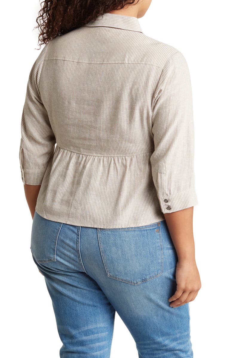 Belldini Collar Three-Quarter Sleeve Peplum Blouse, Alternate, color,