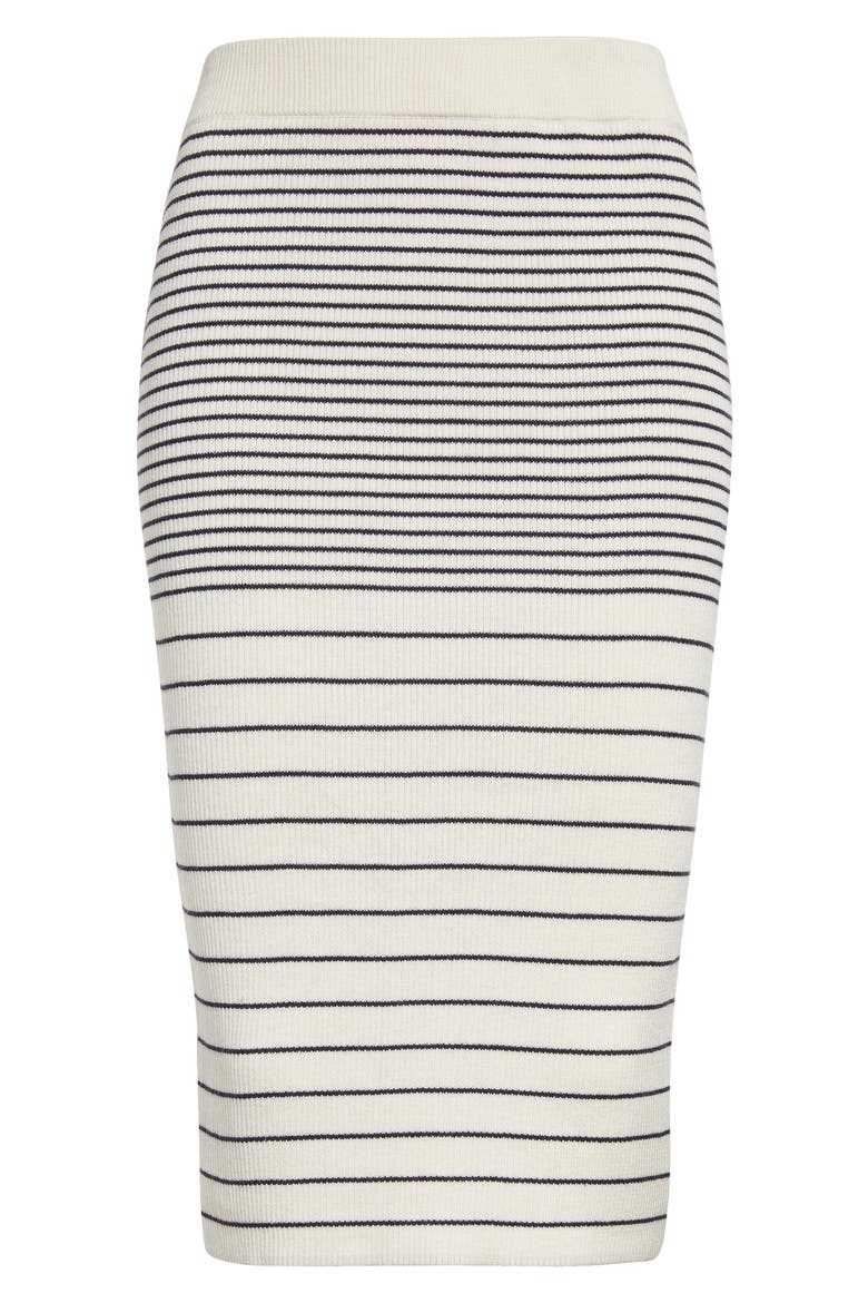 Stripe Cotton & Silk Knit Midi Skirt, Alternate, color, CHALK / INK