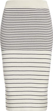 ATM Anthony Thomas Melillo Stripe Cotton & Silk Knit Midi Skirt