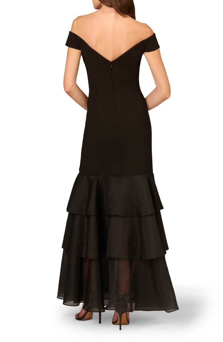 Aidan Mattox by Adrianna Papell Off the Shoulder Mixed Media Tiered Mermaid Gown, Alternate, color, 