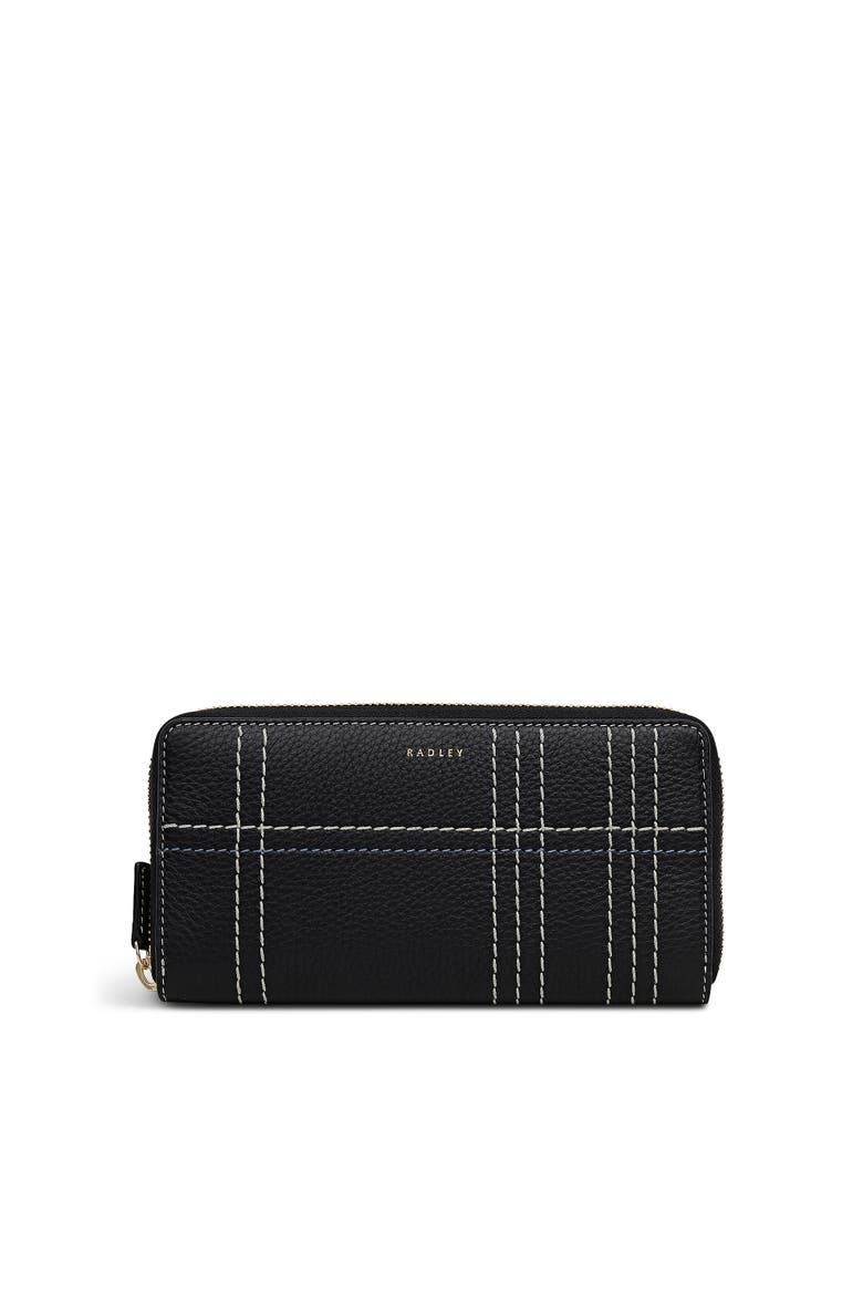 Calvert Way - Check Large Zip Around Wallet, Main, color, Black
