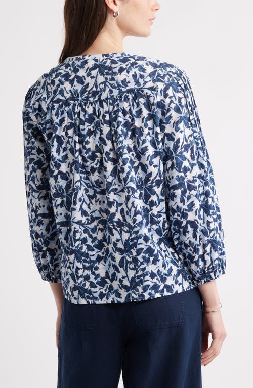 Caslonr Caslon(r) Pintuck Pleat Top In Navy- White Brushed Blooms