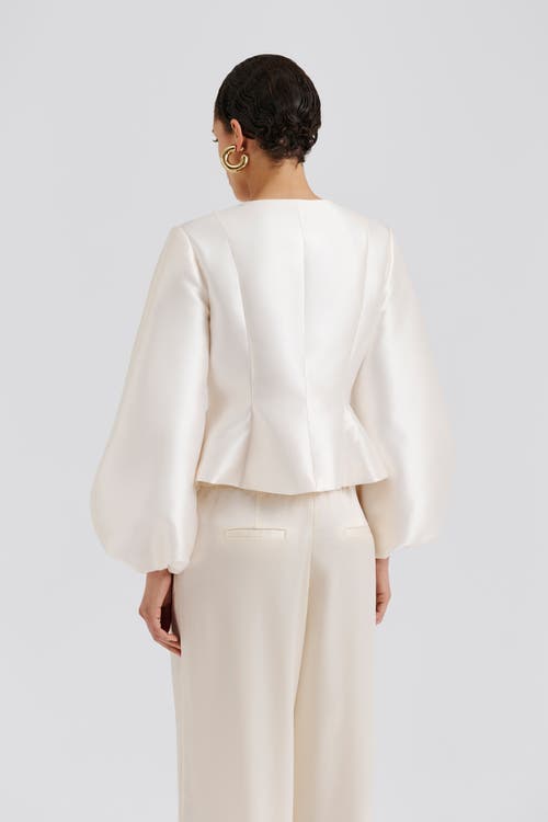 Malina Vendela Balloon Sleeve Blouse In White