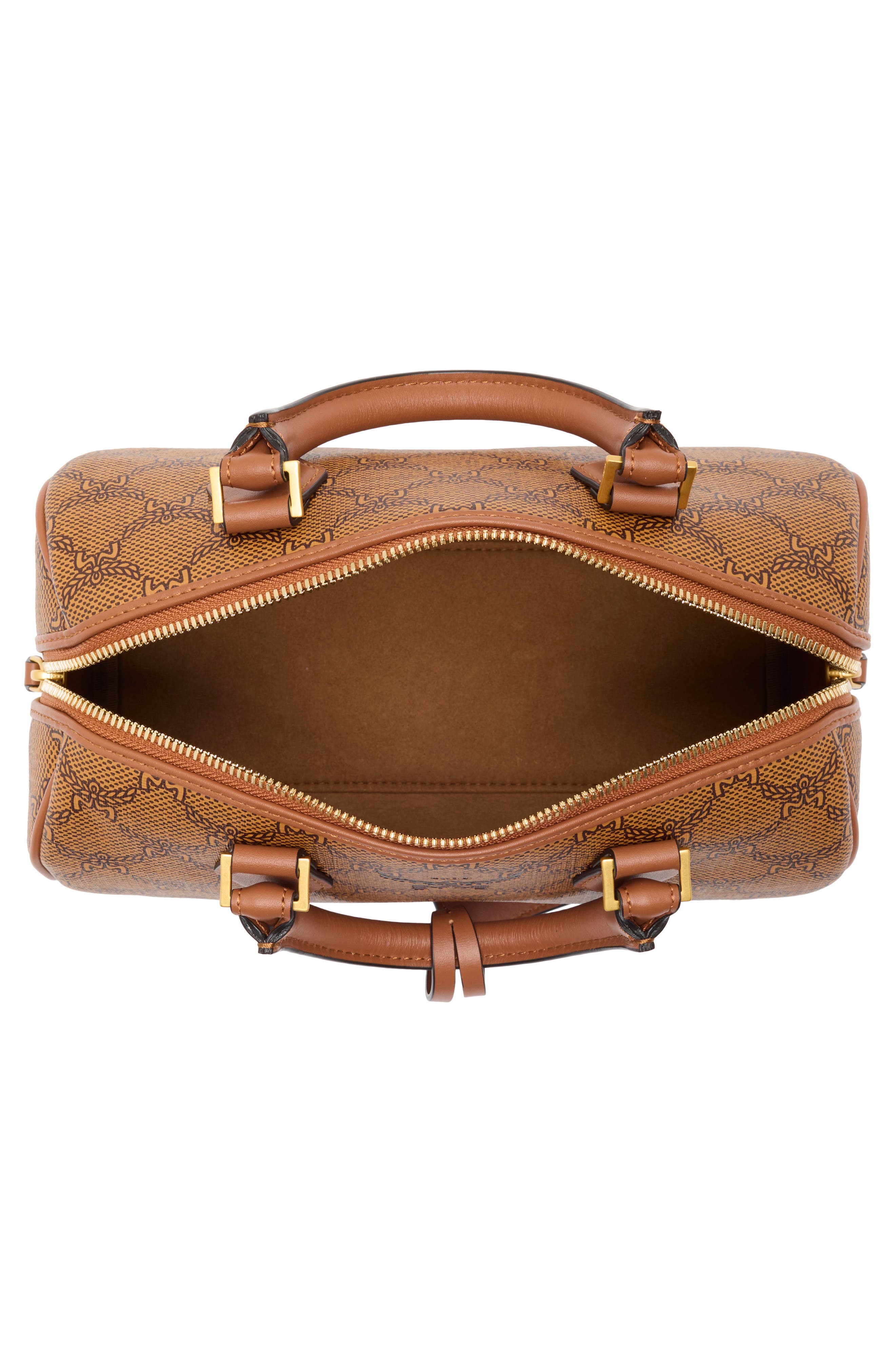 Small Ella Lauretos Boston Coated Canvas Satchel, Alternate, color, COGNAC