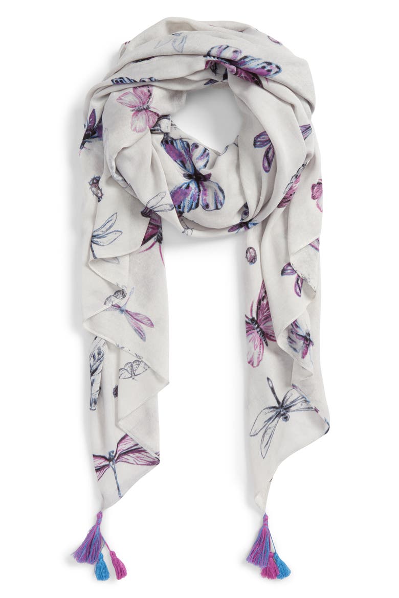 Print Tassel Wrap, Main, color, GREY COUNTRY STUDY