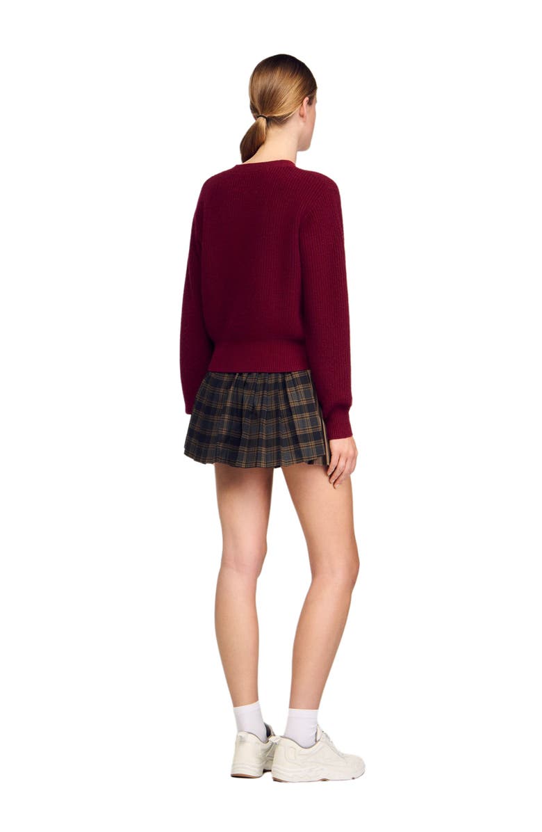 SANDRO Wool and cashmere button sweater, Alternate, color, Bordeaux