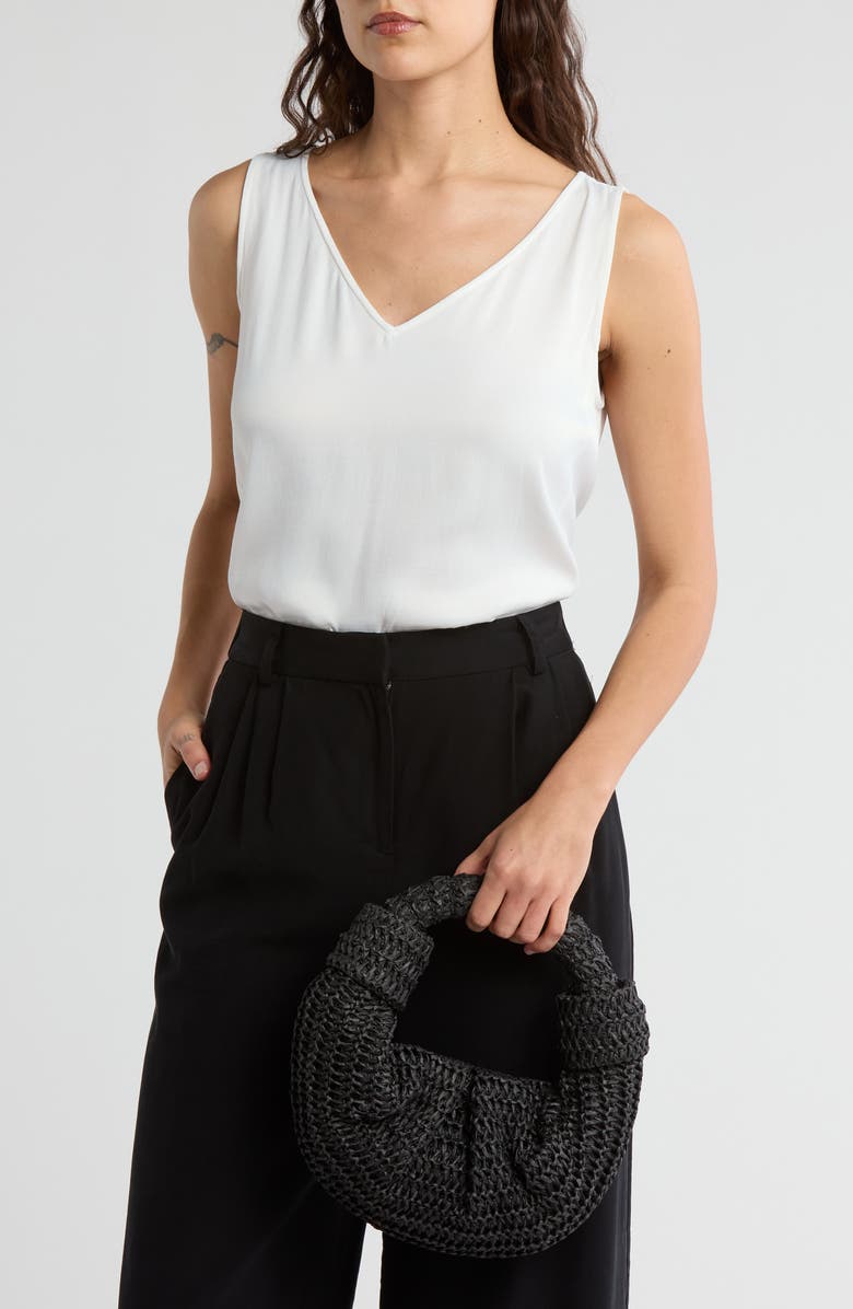 BCBG Woven Croissiant Clutch, Alternate, color, Black