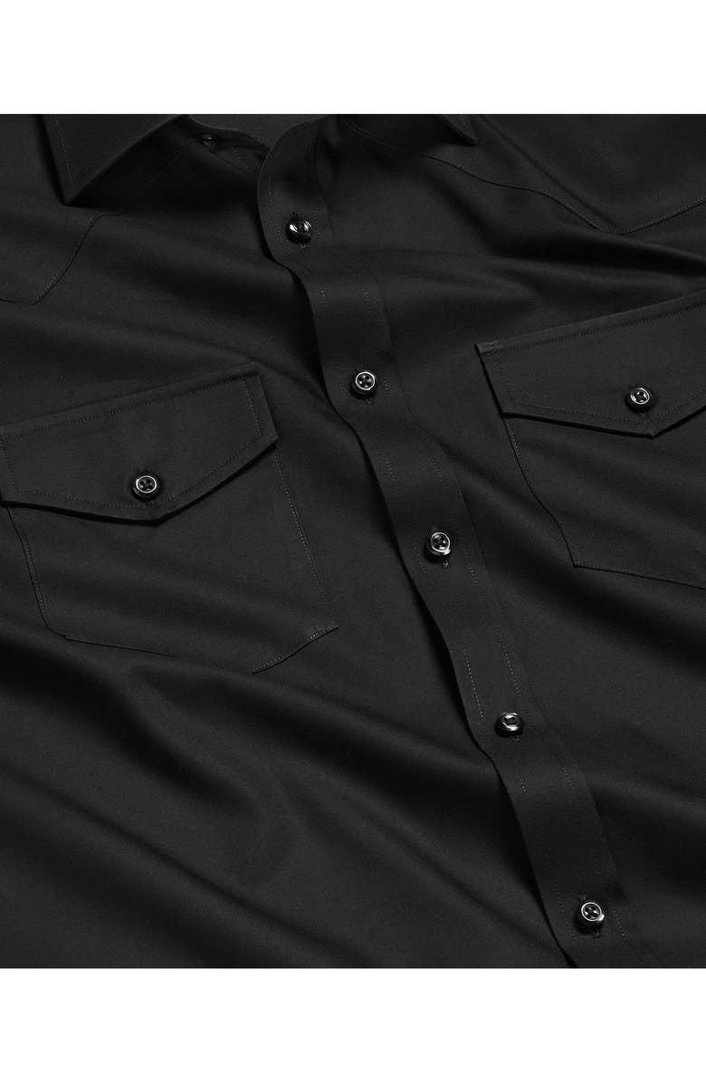 David Donahue Trim Fit Black Cotton Twill Button-Up Western Shirt, Alternate, color, Black