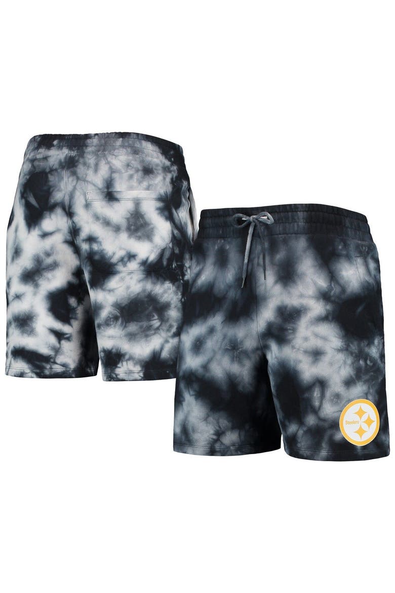 Men's New Era Black Pittsburgh Steelers Tie-Dye Shorts, Main, color, Black