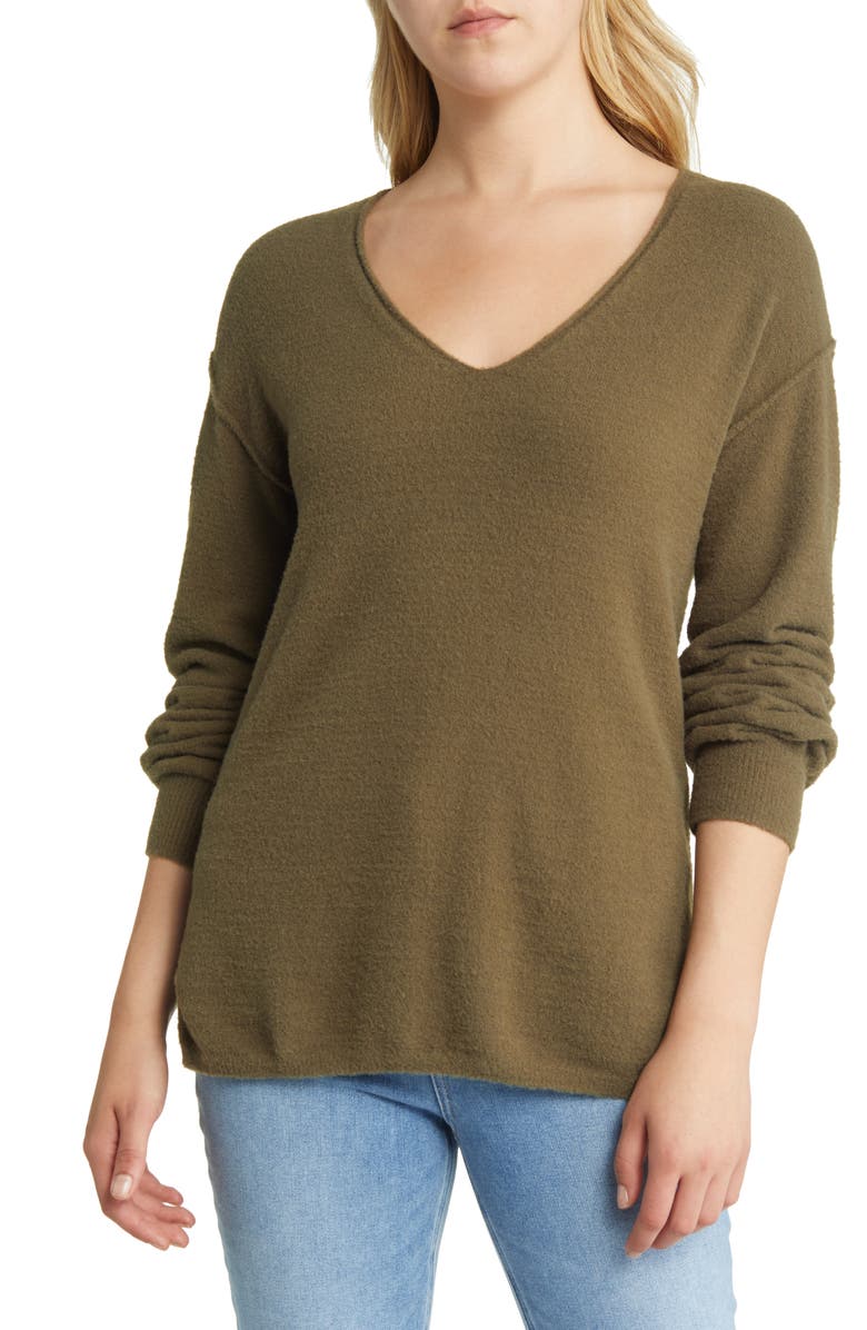 Caslon<sup>®</sup> V-Neck Tunic Sweater, Main, color, 