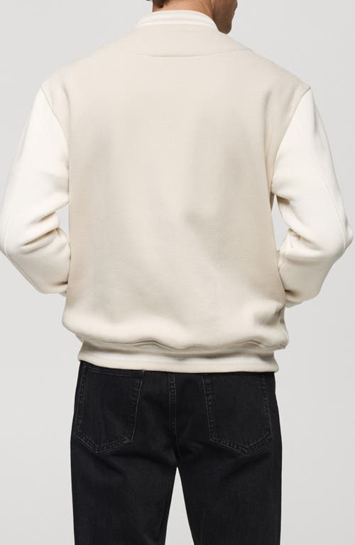 MANGO MANGO CONTRASTING COTTON BLEND BOMBER JACKET