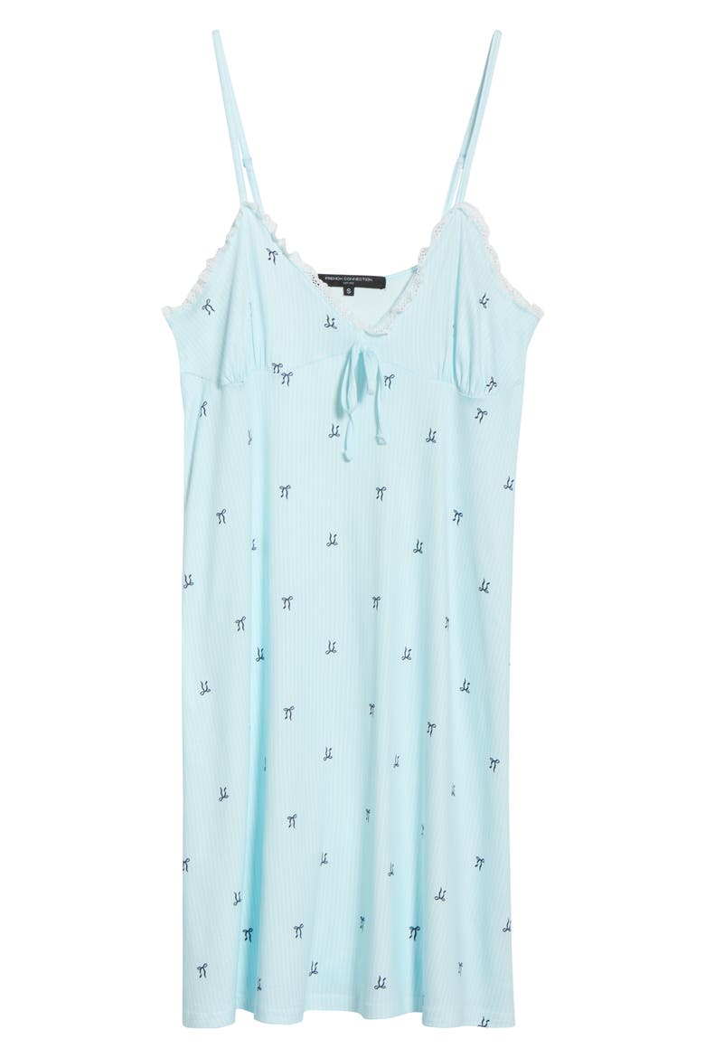 Eyelet Trim Chemise, Alternate, color, BLUE BOW