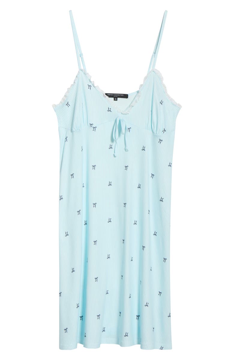 French Connection Eyelet Trim Chemise, Alternate, color, Blue Bow