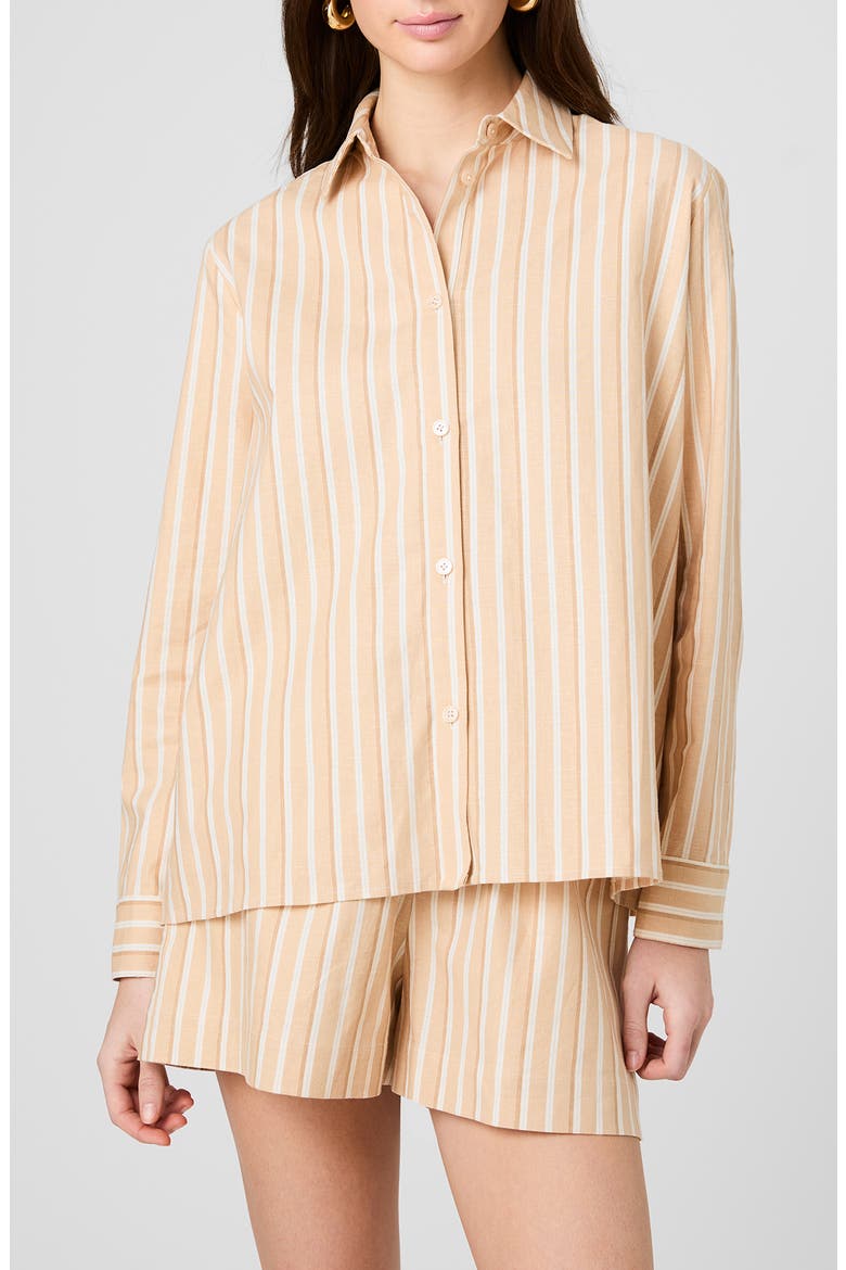Linen Blend Stripe Shirt, Main, color, SANDLOT STRIPE